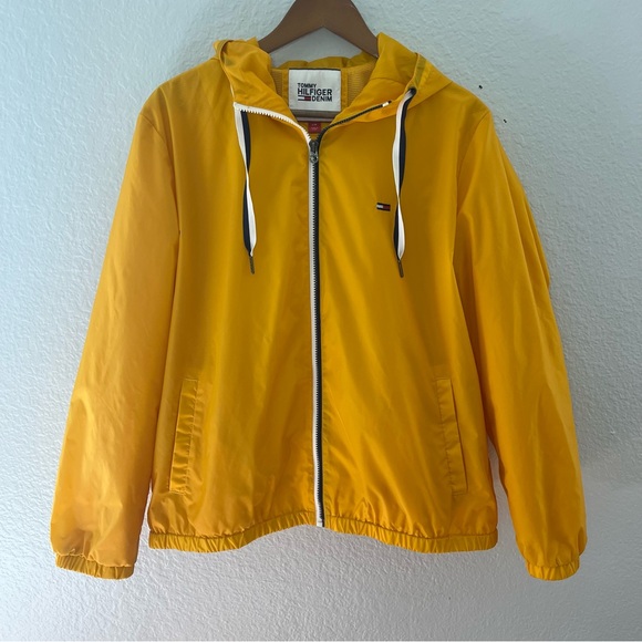 tommy hilfiger yellow womens water repellent wind breaker Jacket Size Large - Picture 1 of 12